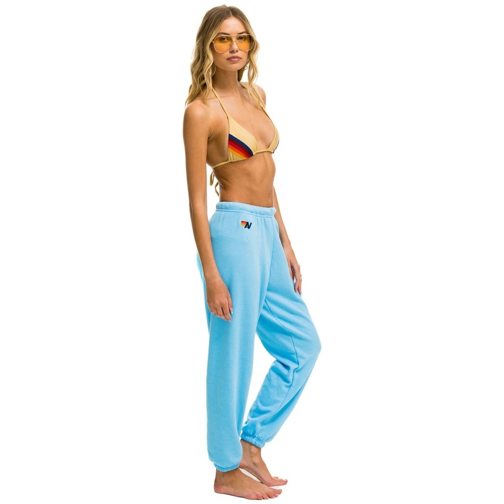 Aviator Nation‎ 5 Stripe Sweatpants Sky Neon Rainbow Jogger Lounge Beach Medium - Picture 3 of 14